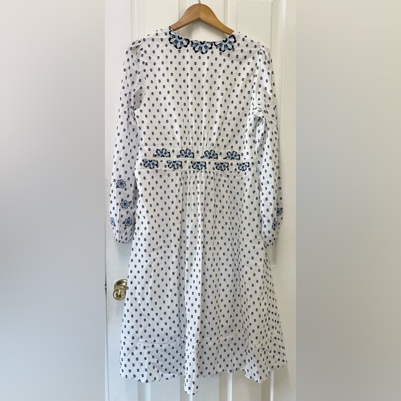 NWT Boden Flossie White Blue Floral Embroidered 100% Cotton Midi Dress Size 10 - Picture 6 of 11